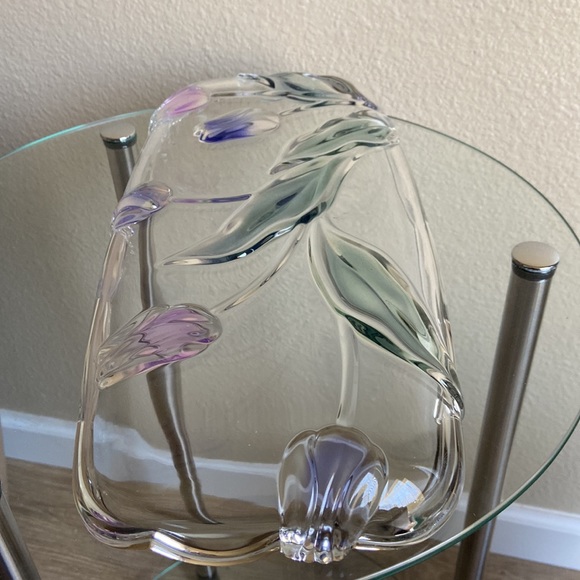 Vintage Glass Rectangular Platter with Tulips - Picture 5 of 5
